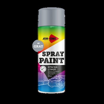 265 р. Краска серая аэрозоль 450мл акриловая Spray Paint Gray AIM-ONE AIM-ONE sp-g48  с доставкой в г. Пермь. Увеличить фотографию 1