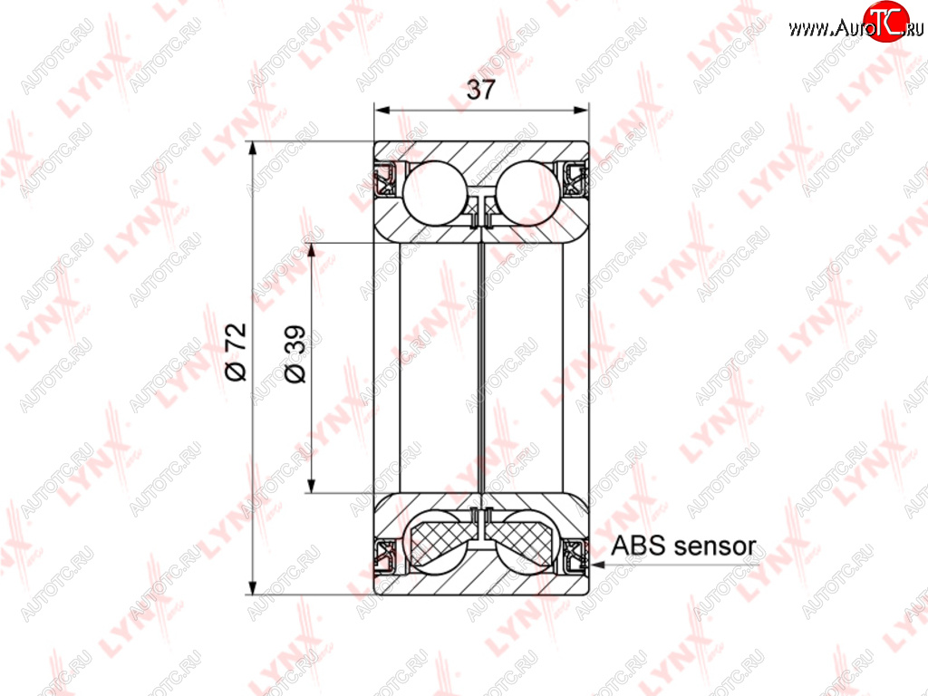 3 499 р. Подшипник ступицы MAZDA 2 (05-) передней LYNX LYNX wb1425  с доставкой в г. Пермь