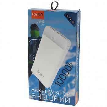 799 р. Аккумулятор внешний 10000мАч для зарядки мобильных устройств FAISON FAISON j48 white  с доставкой в г. Пермь. Увеличить фотографию 3