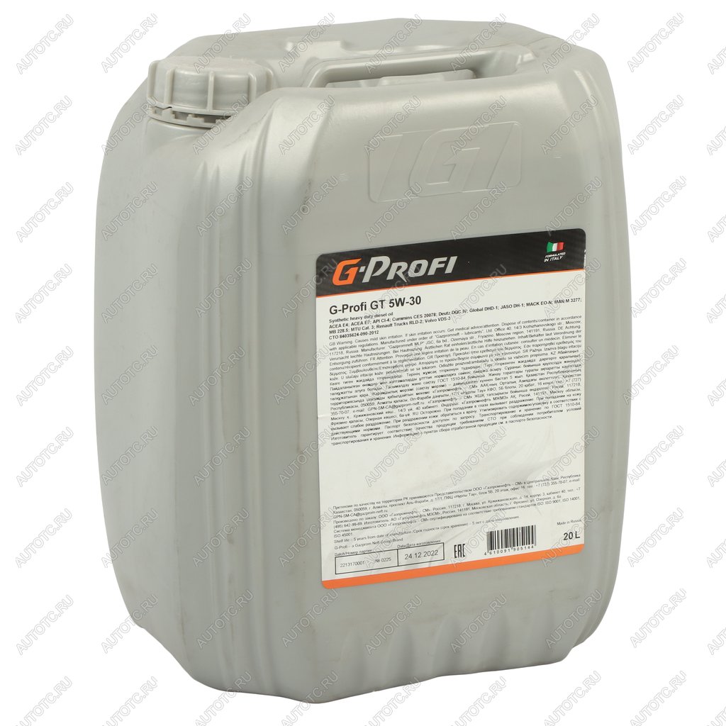 18 999 р. Масло дизельное G-PROFI GT CI-4E4E7E5 5W30 синт.20л G-ENERGY GAZPROMNEFT 0253133881  с доставкой в г. Пермь