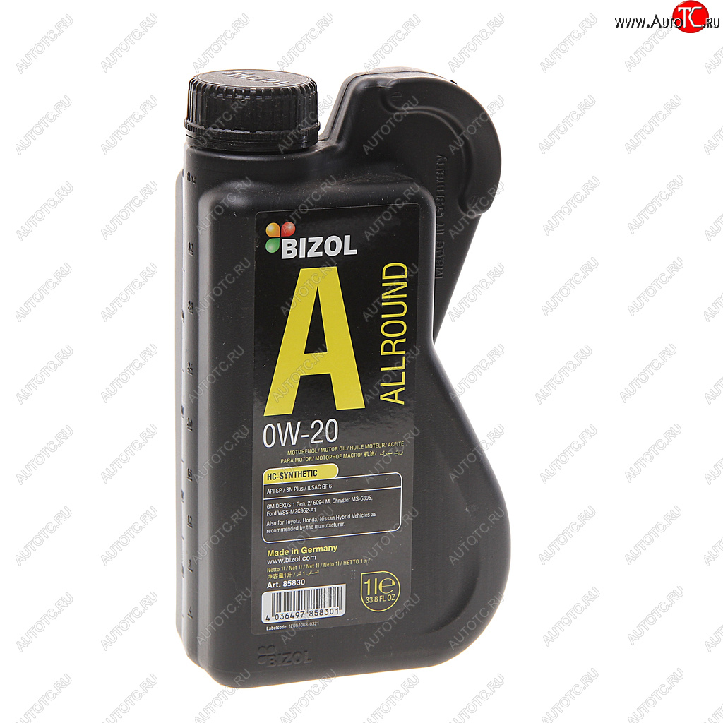 1 329 р. Масло моторное ALLROUND 0W20 синт.1л BIZOL BIZOL 85830  с доставкой в г. Пермь