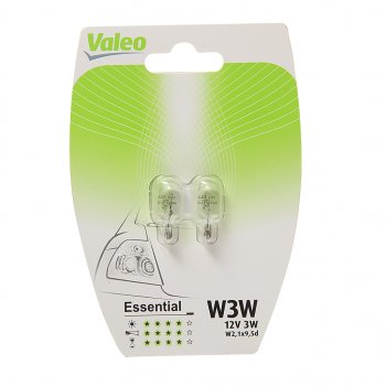 156 р. Лампа 12V W3W W2.1x9.5d блистер (2шт.) Essential VALEO VALEO 032114  с доставкой в г. Пермь. Увеличить фотографию 1