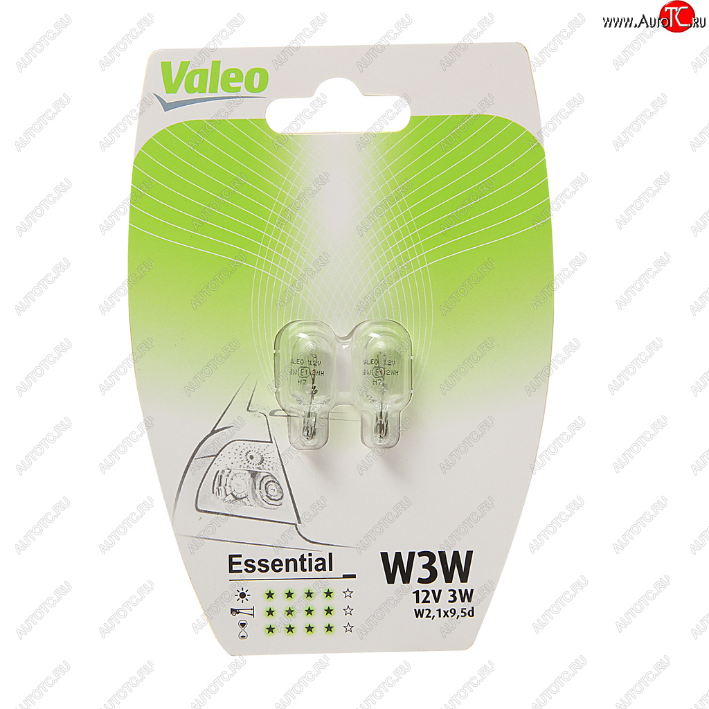 156 р. Лампа 12V W3W W2.1x9.5d блистер (2шт.) Essential VALEO VALEO 032114  с доставкой в г. Пермь