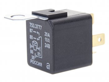 216 р. Реле электромагнитное 24V 5-ти контактное 2010А переключ. с кроншт. с резистором АВАР АВАР 753.3777  с доставкой в г. Пермь. Увеличить фотографию 1