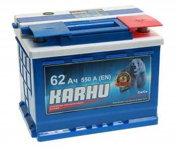 7 299 р. Аккумулятор KARHU 62Ач обратная полярность KARHU 6ст62(0)  с доставкой в г. Пермь. Увеличить фотографию 1