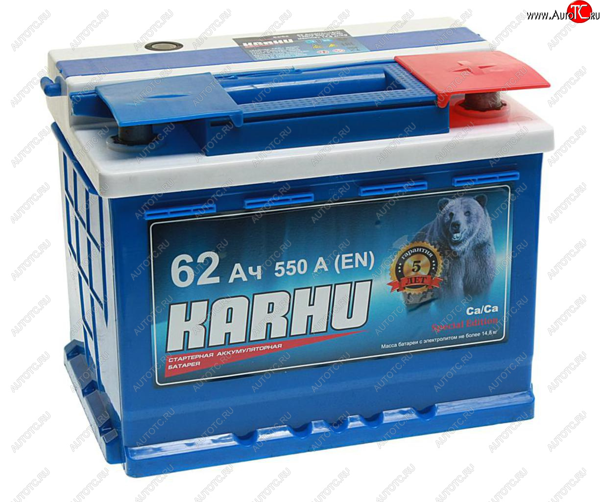 7 299 р. Аккумулятор KARHU 62Ач обратная полярность KARHU 6ст62(0)  с доставкой в г. Пермь