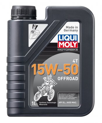 1 669 р. Масло моторное для 4-х тактных двигателей MOTORBIKE 4T OFFROAD 15W50 синт.1л LIQUI MOLY LIQUI MOLY 3057  с доставкой в г. Пермь. Увеличить фотографию 1