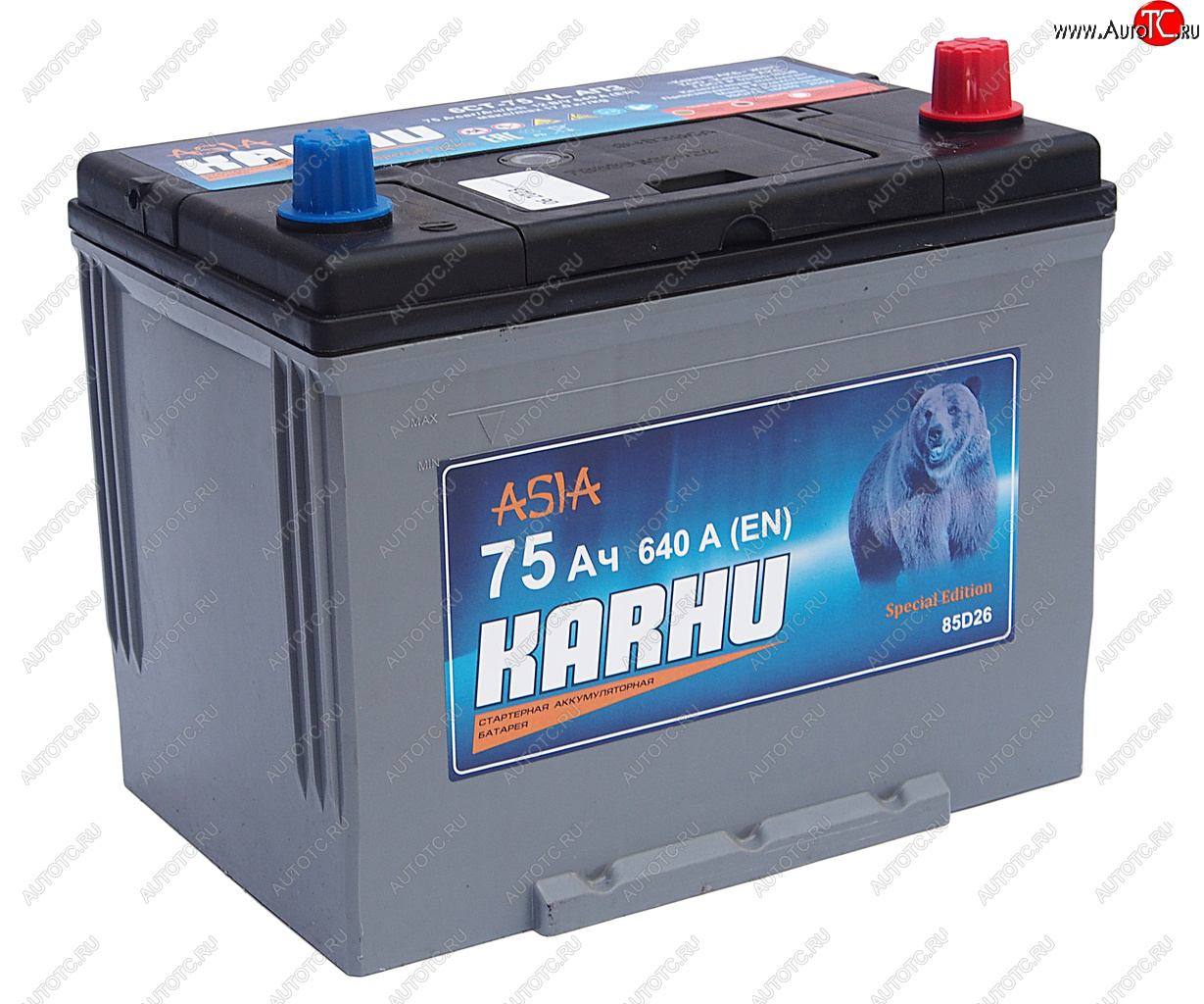 9 599 р. Аккумулятор KARHU Asia 75Ач обратная полярность KARHU 6ст75(0) 85d26l  с доставкой в г. Пермь