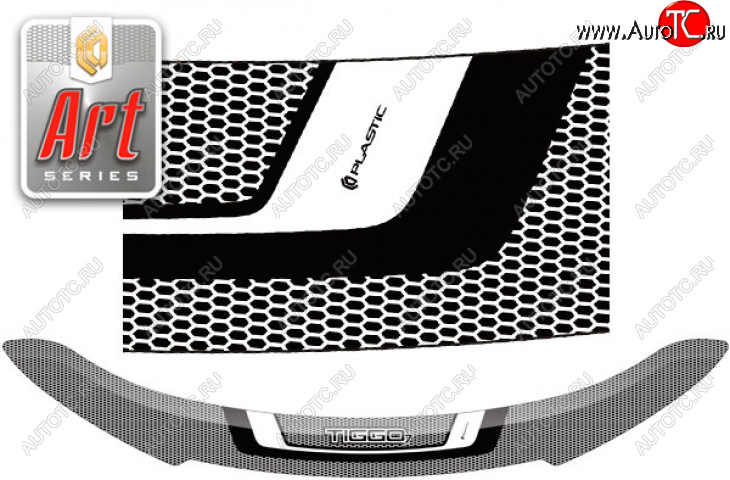 2 299 р. Дефлектор капота CA-Plastic  Chery Tiggo 7 Pro Max  T1E (2022-2025) дорестайлинг, рестайлинг (Серия Art черная)  с доставкой в г. Пермь