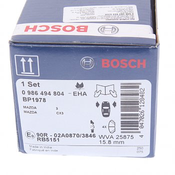 2 659 р. Колодки тормозные передние (4шт.) BOSCH Mazda 3/Axela BM дорестайлинг, хэтчбэк (2013-2016)  с доставкой в г. Пермь. Увеличить фотографию 4