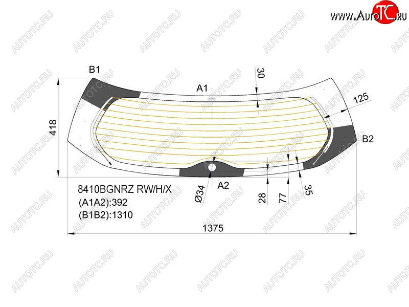 9 599 р. Стекло заднее (Цвет зеленый Обогрев) Toyota RAV4 (XA40) 12-19 XYG 8410BGNRZ RW/H/X  с доставкой в г. Пермь