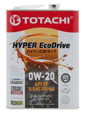 4 499 р. Масло моторное TOTACHI HYPER Ecodrive Fully Synthetic SPRCGF-6A 0W-20 4л TOTACHI E0104  с доставкой в г. Пермь. Увеличить фотографию 1