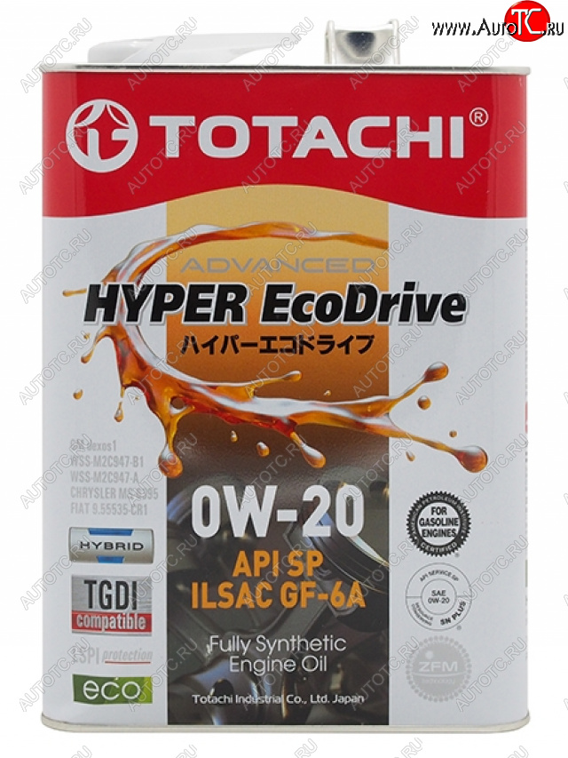 4 499 р. Масло моторное TOTACHI HYPER Ecodrive Fully Synthetic SPRCGF-6A 0W-20 4л TOTACHI E0104  с доставкой в г. Пермь
