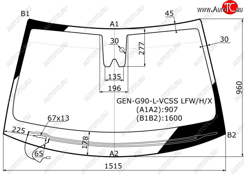 11 299 р. Стекло лобовое (Обогрев щеток Камера Датчик дождя) Genesis G90 16-19 XYG GEN-G90-L-VCSS LFW/H/X  с доставкой в г. Пермь