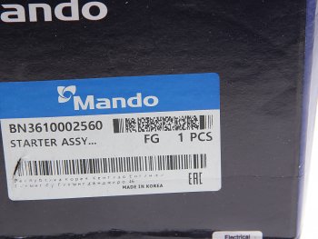 8 999 р. Стартер KIA Picanto (08-) (1.0/1.1) (0.9кВт) MANDO MANDO bn3610002560 MANDO bn3610002560  с доставкой в г. Пермь. Увеличить фотографию 5