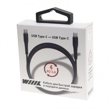 479 р. Кабель USB Type C-USB Type C 1м WIIIX WIIIX cb-712tc-tc(1.0)-chp-b  с доставкой в г. Пермь. Увеличить фотографию 2
