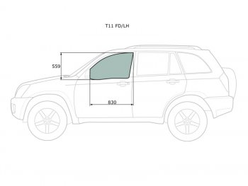 2 599 р. Стекло боковое опускное (Спереди Слева Цвет зеленый) Chery Tiggo T11 05-16  Vortex Tingo 10-14 XYG T11 FD/LH  с доставкой в г. Пермь. Увеличить фотографию 1