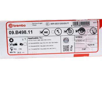 10 899 р. Диск тормозной VW T5 (03-) передний (1шт.) BREMBO BREMBO 09.b498.11  с доставкой в г. Пермь. Увеличить фотографию 7