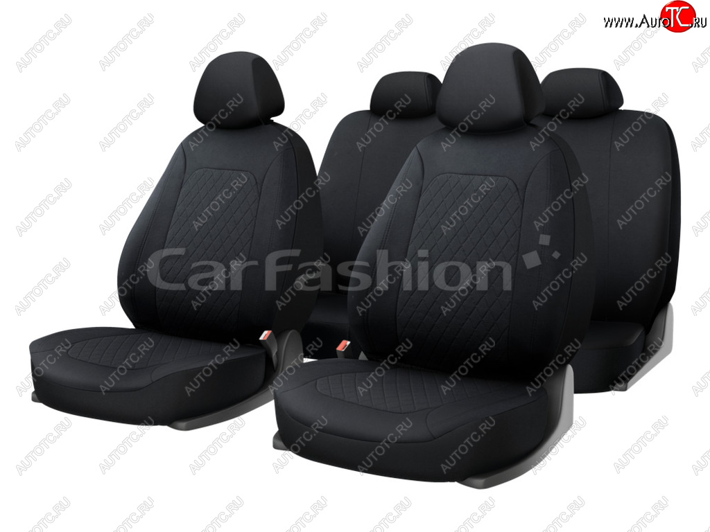 1 689 р. Авточехлы универсальные полиэстер черные (11 предм.) Cross CARFASHION CARFASHION 10127  с доставкой в г. Пермь