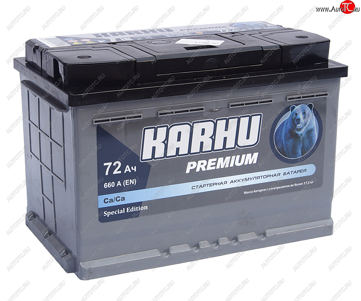 7 449 р. Аккумулятор KARHU Premium 72А/ч обратная полярность KAINAR 6ст72(0) KAINAR 6ст72(0)  с доставкой в г. Пермь