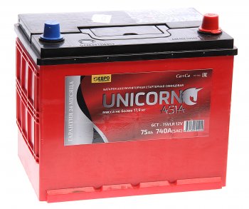 6 799 р. Аккумулятор UNICORN Asia 75Ач обратная полярность UNICORN 6ст75(0) d26l  с доставкой в г. Пермь. Увеличить фотографию 1