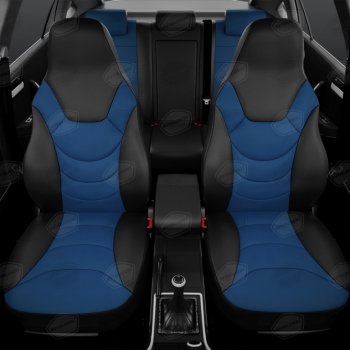 9 249 р. Авточехлы универсальные экокожа черно-синие комплект Recaro AVTOLIDER AVTOLIDER urek31-0303  с доставкой в г. Пермь. Увеличить фотографию 2