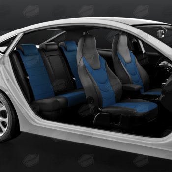 9 249 р. Авточехлы универсальные экокожа черно-синие комплект Recaro AVTOLIDER AVTOLIDER urek31-0303  с доставкой в г. Пермь. Увеличить фотографию 4