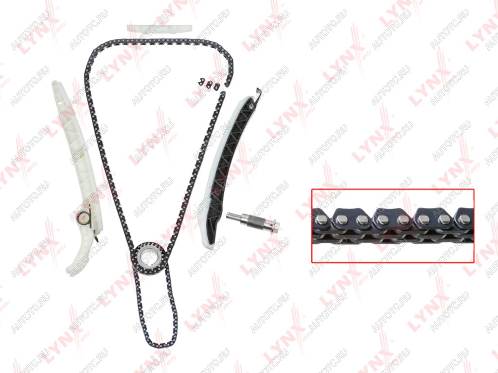 13 649 р. Комплект цепи ГРМ MERCEDES C (W204) (2 цепи+башмак натяж+успокоит+натяж+1 звезда) LYNX LYNX tk0206  с доставкой в г. Пермь