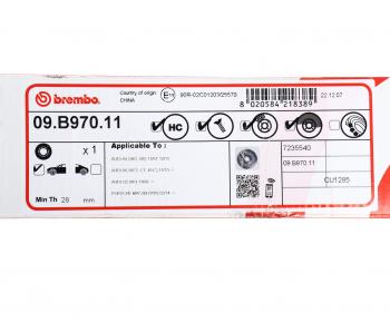 10 499 р. Диск тормозной AUDI A4,A6,A7 (07-) передний (1шт.) BREMBO BREMBO 09.b970.11  с доставкой в г. Пермь. Увеличить фотографию 6