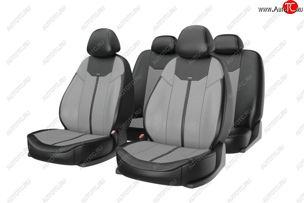 3 999 р. Авточехлы универсальные экокожа черно-серые (11 предм.) Mustang CARFASHION CARFASHION 10032  с доставкой в г. Пермь