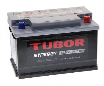 12 799 р. Аккумулятор TUBOR Synergy 74Ач обратная полярность,низкий TUBOR 6ст74(0)  с доставкой в г. Пермь. Увеличить фотографию 1