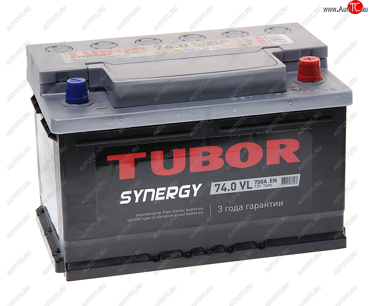 12 799 р. Аккумулятор TUBOR Synergy 74Ач обратная полярность,низкий TUBOR 6ст74(0)  с доставкой в г. Пермь