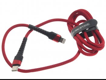 439 р. Кабель iPhone (5-)-USB Type C 1м красный BOROFONE BOROFONE bu21 red  с доставкой в г. Пермь. Увеличить фотографию 1