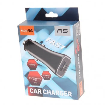 449 р. Устройство зарядное в прикуриватель 1USB + 1 Type C 12V FAISON FAISON a5 black  с доставкой в г. Пермь. Увеличить фотографию 3