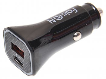 449 р. Устройство зарядное в прикуриватель 1USB + 1 Type C 12V FAISON FAISON a5 black  с доставкой в г. Пермь. Увеличить фотографию 1