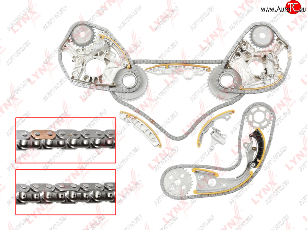 36 599 р. Комплект цепи ГРМ AUDI A4 (2.43.2) (4 цепи+4 башмака натяж+8 успокоит+3 натяж+6 звезд) LYNX LYNX tk0126  с доставкой в г. Пермь