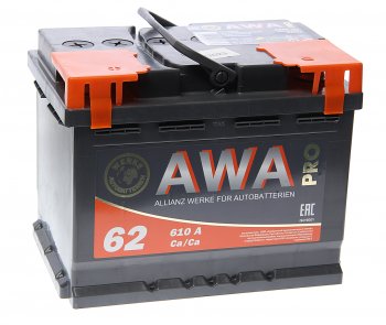 8 549 р. Аккумулятор AWA PRO 62Ач AWA 6ст62(1)  с доставкой в г. Пермь. Увеличить фотографию 1