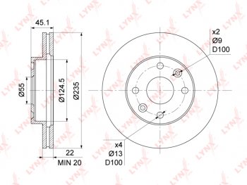 2 199 р. Диск тормозной KIA Rio (00-05) (1.31.5) передний (1шт.) LYNX LYNX bn1061  с доставкой в г. Пермь. Увеличить фотографию 1