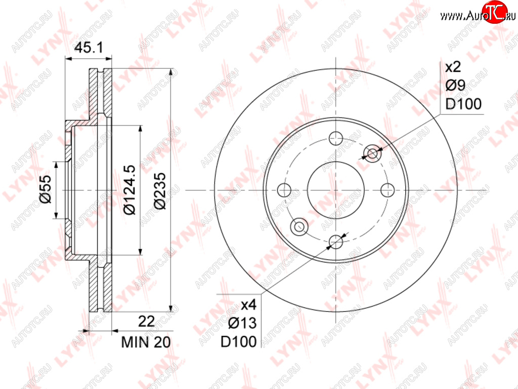 2 199 р. Диск тормозной KIA Rio (00-05) (1.31.5) передний (1шт.) LYNX LYNX bn1061  с доставкой в г. Пермь