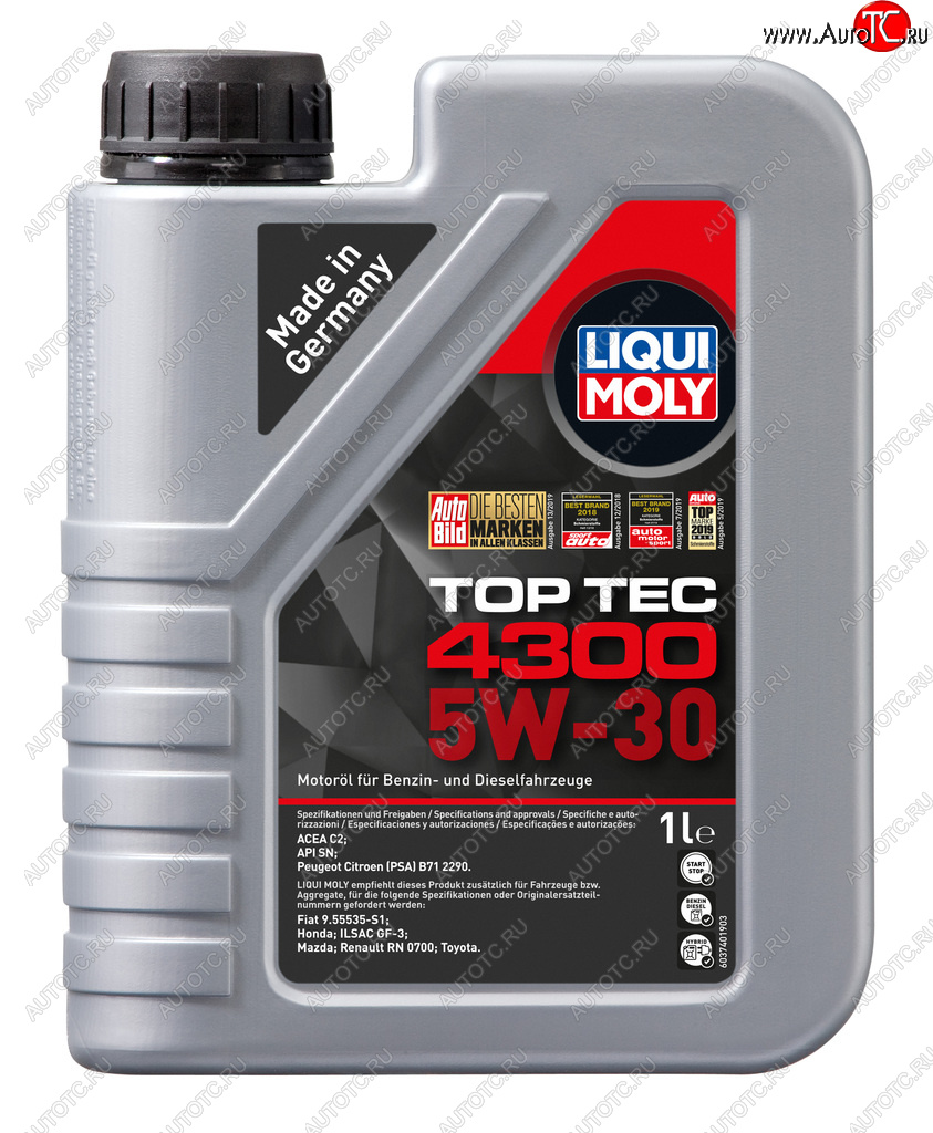 1 999 р. Масло моторное TOP TEC 4300 5W30 синт.1л LIQUI MOLY LIQUI MOLY 2323  с доставкой в г. Пермь