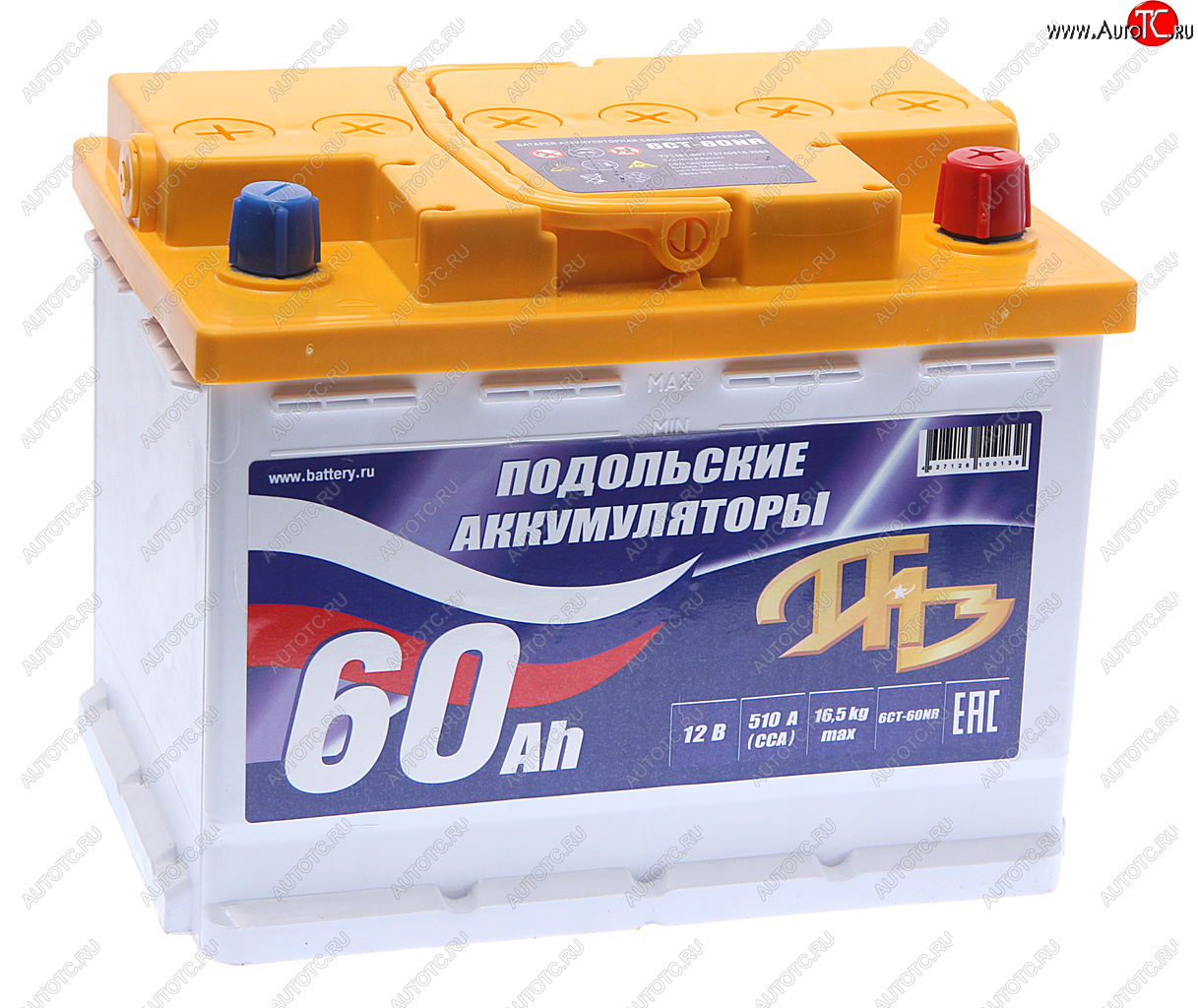 4 999 р. Аккумулятор ПОДОЛЬСК 60Ач обратная полярность ПОДОЛЬСК 6ст60(0)  с доставкой в г. Пермь