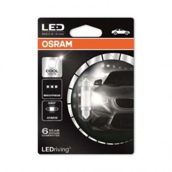 659 р. Лампа светодиодная 12V C5W SV8.5-8 41мм 6000K блистер (1шт.) Ledriving Cool White OSRAM OSRAM 6499cw-01b  с доставкой в г. Пермь. Увеличить фотографию 1