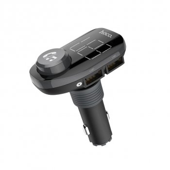 1 149 р. Устройство зарядное в прикуриватель с трансмиттером (bluetooth,hands free) HOCO HOCO e45 black  с доставкой в г. Пермь. Увеличить фотографию 1