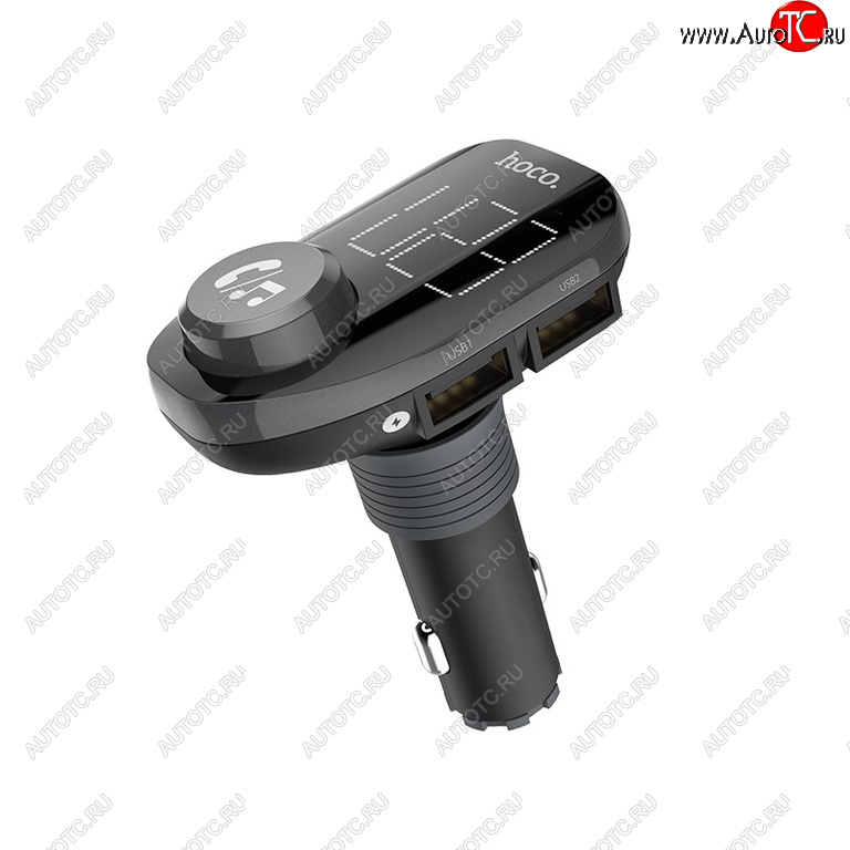 1 149 р. Устройство зарядное в прикуриватель с трансмиттером (bluetooth,hands free) HOCO HOCO e45 black  с доставкой в г. Пермь