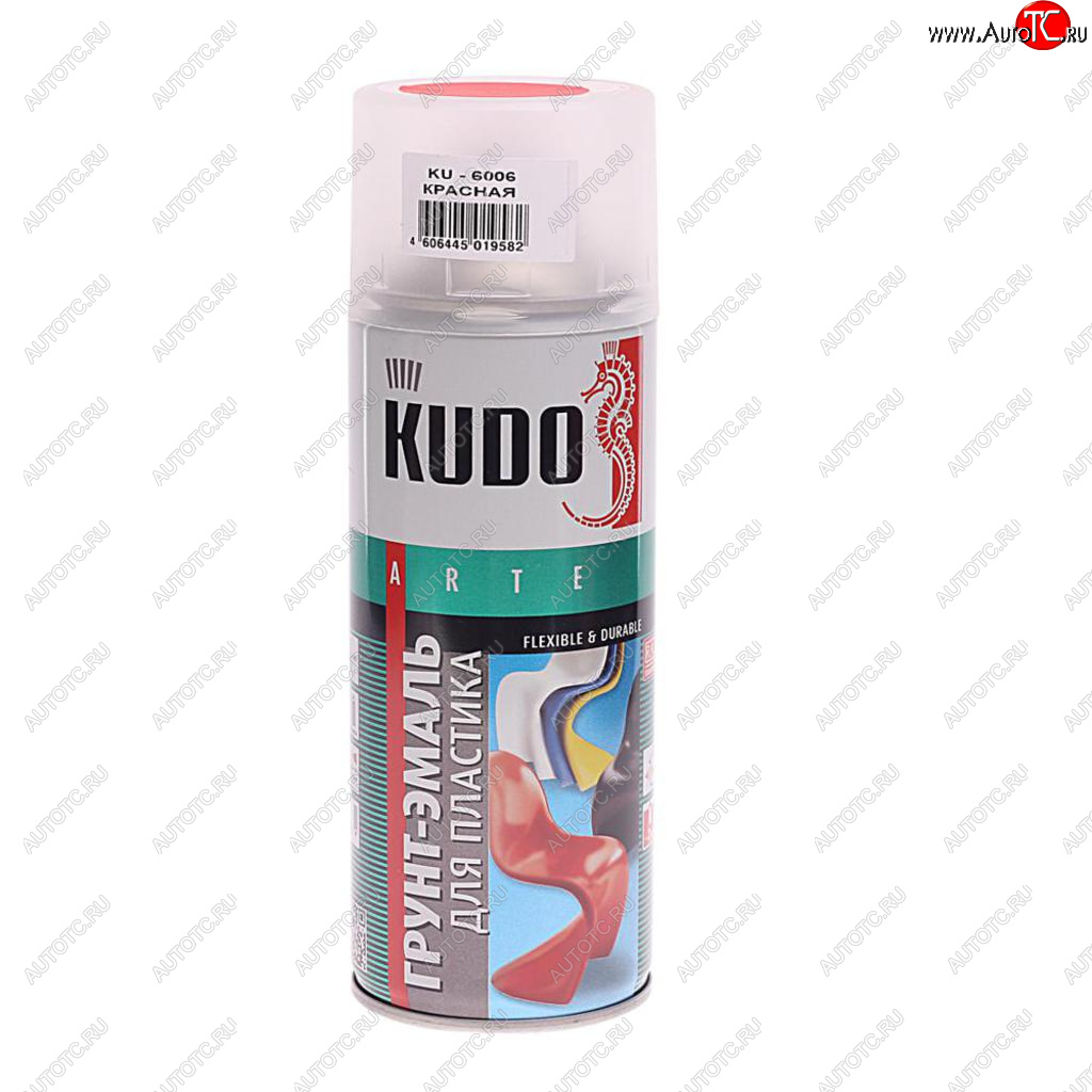 329 р. Грунт-эмаль для пластика красный RAL 3020 аэрозоль 520мл KUDO KUDO ku-6006  с доставкой в г. Пермь