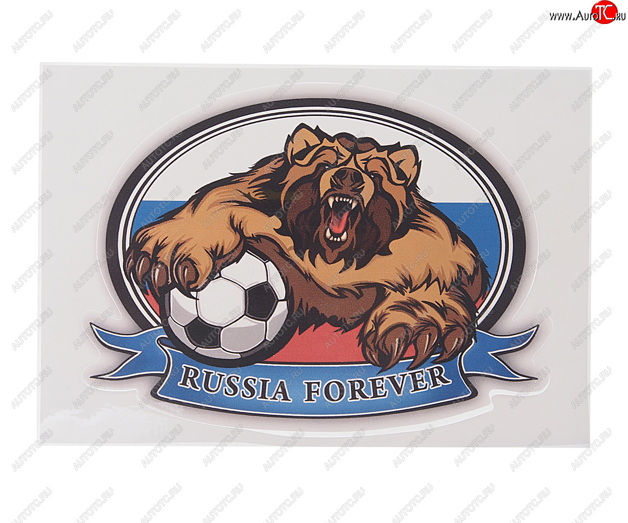 44 р. Наклейка виниловая вырезанная RUS-флаг медведь forever 10х14см полноцветная AUTOSTICKERS AUTOSTICKERS 06812  с доставкой в г. Пермь