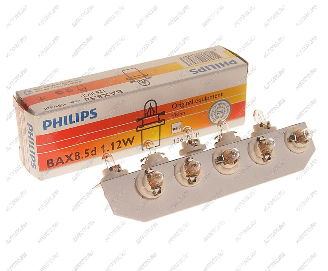 98 р. Лампа 12V 1.2W BAX8.5d белый патрон PHILIPS PHILIPS 12638cp  с доставкой в г. Пермь