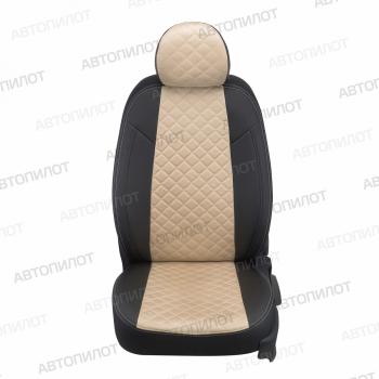 8 749 р. Чехлы на сиденья Алькантара ромб (40/60 экокожа) Автопилот Geely Emgrand SS11 (2021-2025) (черный/бежевый)  с доставкой в г. Пермь. Увеличить фотографию 3