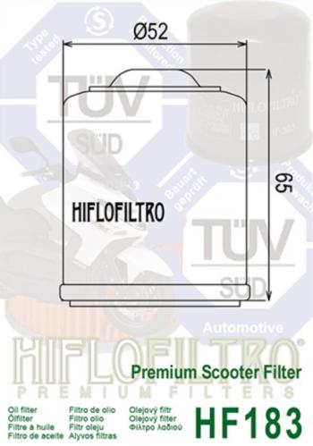 619 р. Фильтр масляный мото SCOOTER HIFLO FILTRO HIFLO FILTRO hf183  с доставкой в г. Пермь. Увеличить фотографию 2