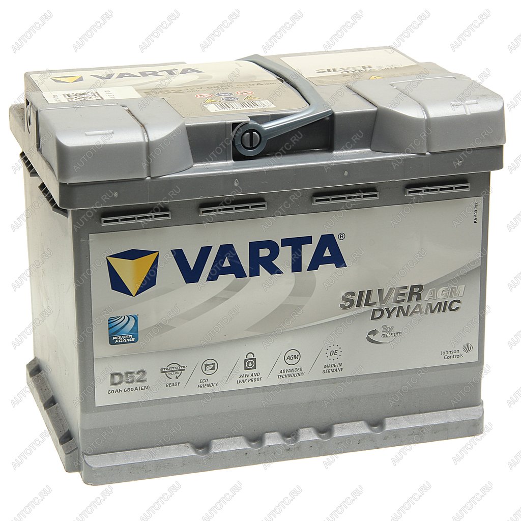 22 999 р. Аккумулятор VARTA Silver Dynamic AGM 60Ач обратная полярность VARTA 6ст60(0) d52 (a8)  с доставкой в г. Пермь